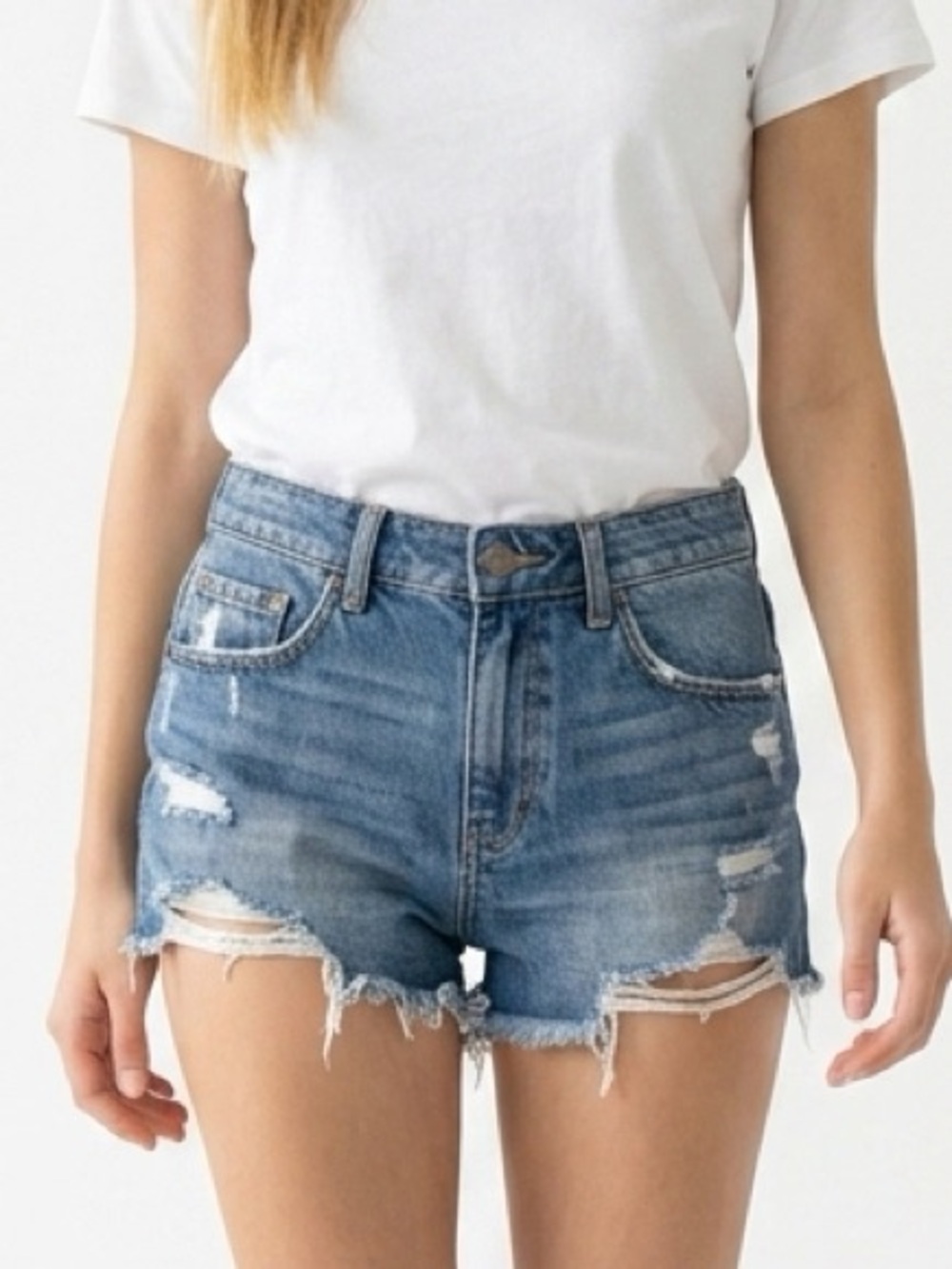 Bdg short shorts  freja frayed‎ denim hem 5 pocket zipper front size 29